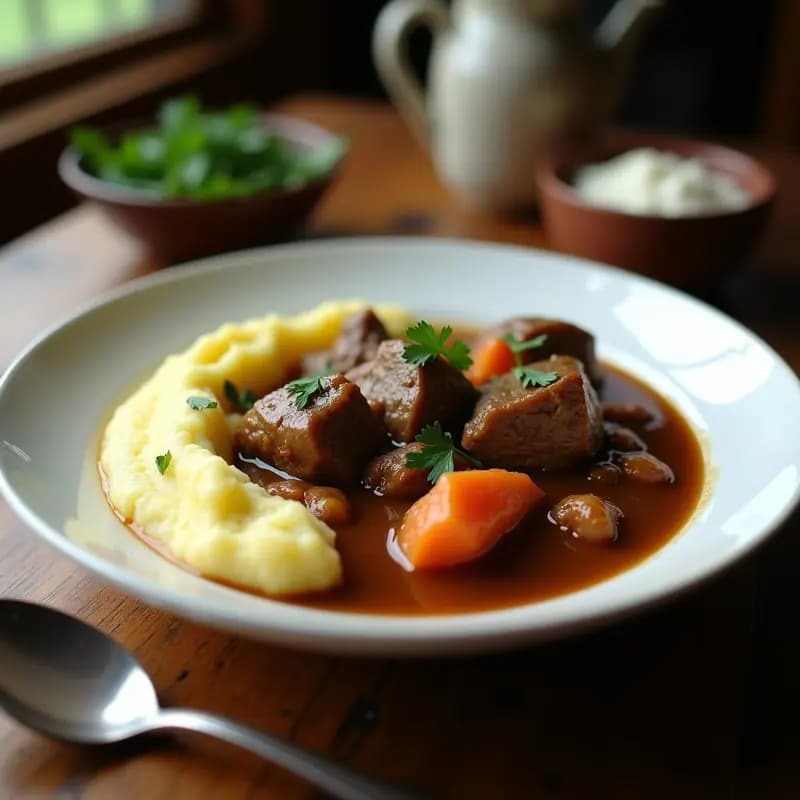 Curry de Cordero al Estilo Británico con Puré de Patatas: Receta Tradicional en Olla Lenta