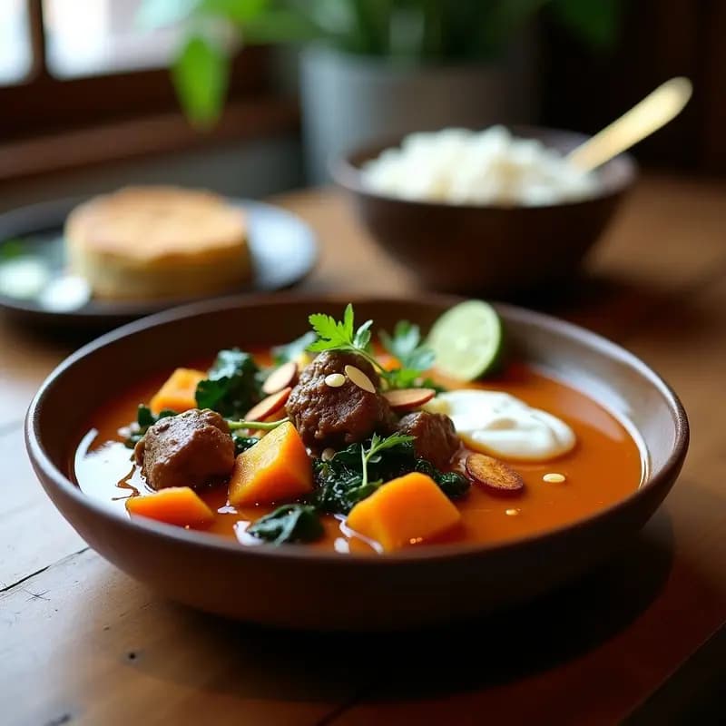 Curry de Cordero Neozelandés con Kumara (Boniato) y Espinacas: Receta en Olla Lenta con Especias
