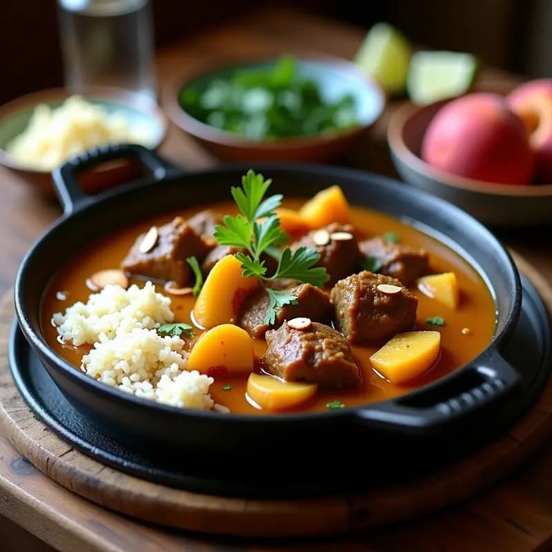 Curry de Cordero y Melocotón con Arroz Basmati: Receta Pakistana Dulce-Salada en Olla