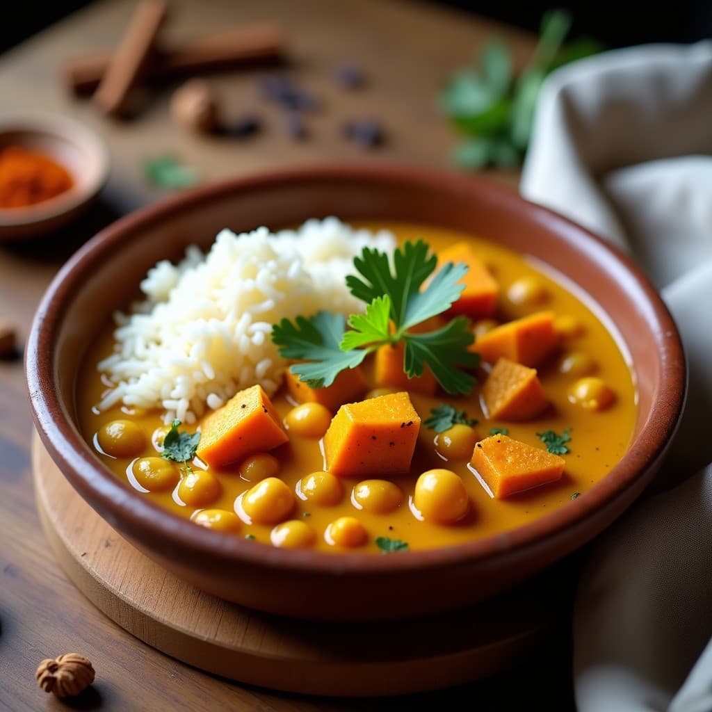 Curry de Garbanzo y Boniato: Receta India en Olla Lenta Vegana y Económica