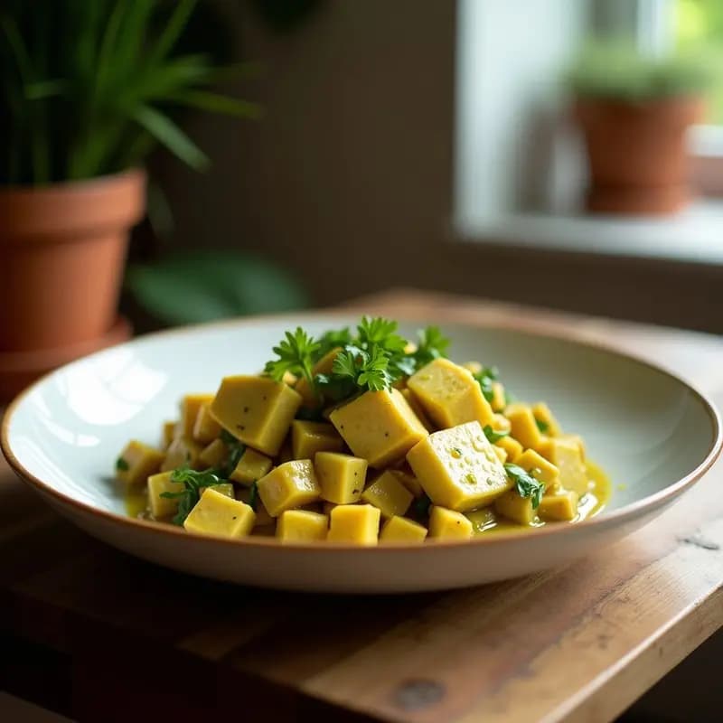Curry Green Thai con Tofu y Bambú: Receta Tailandesa Picante y Aromática
