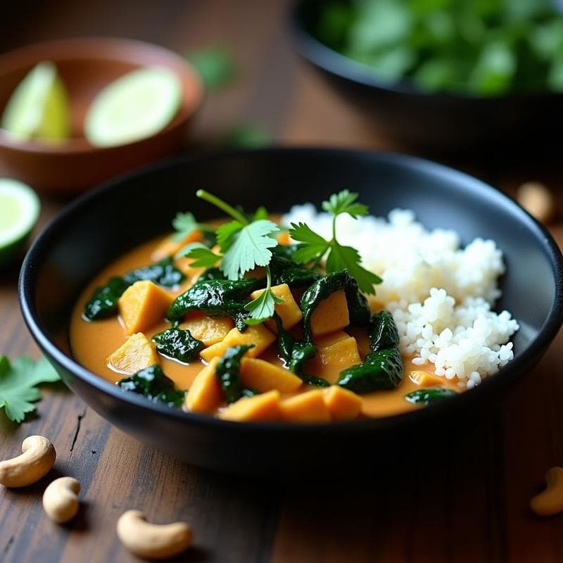 Curry de Jackfruit y Espinacas con Leche de Anacardo: Receta Vegana Tailandesa en 30 Minutos