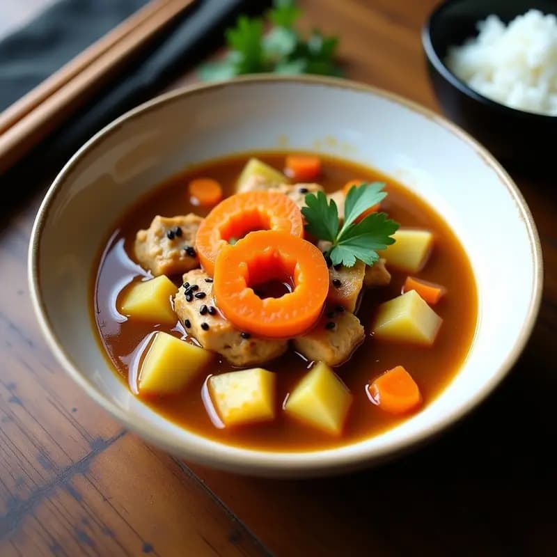 Curry Japonés de Pollo y Patatas con Zanahorias Glaseadas: Receta en Olla Rápida