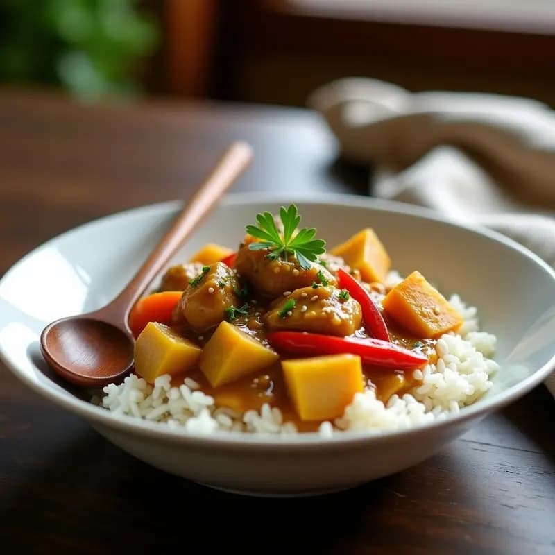 Curry Japones de Pollo y Verduras: Receta Kare Raisu con Arroz Basmati