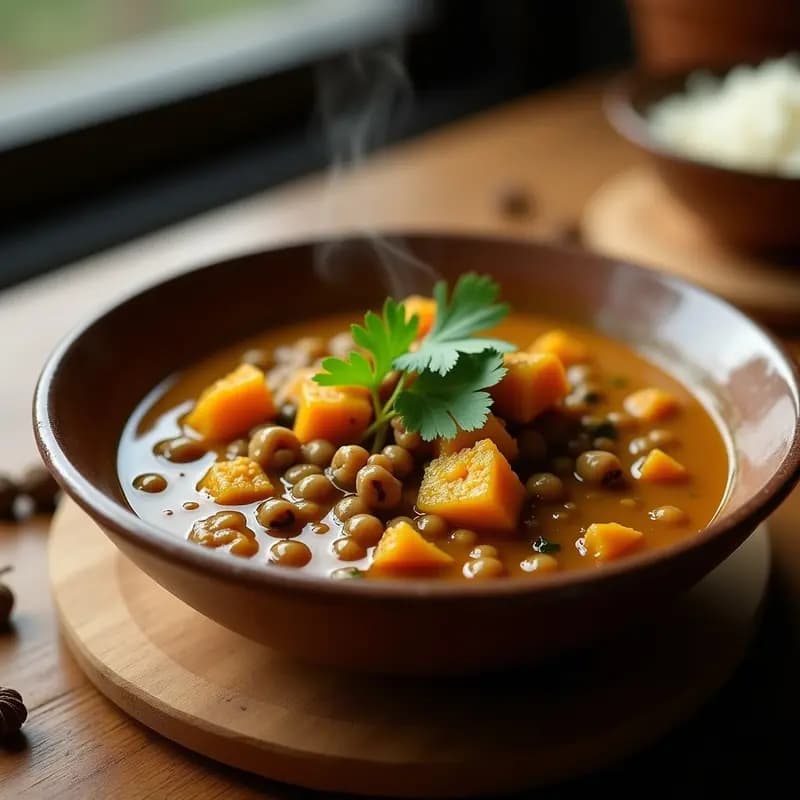 Curry de Lentejas Beluga y Calabaza Kabocha: Receta India en Olla Lenta con Especias