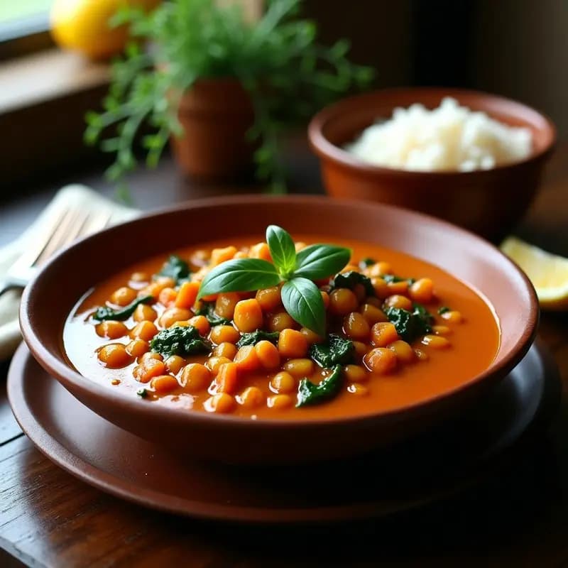 Curry de Lentejas Corail y Espinacas: Receta Sri Lankesa en Olla Express Sin Aceite