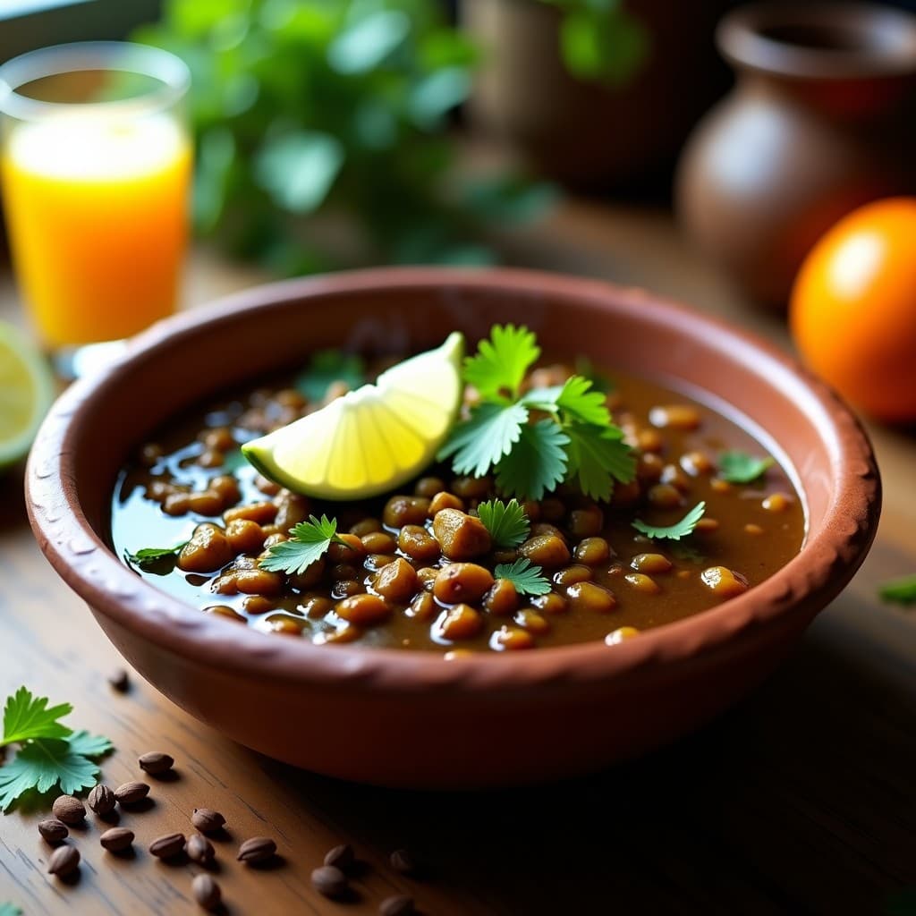 Curry de Lentejas Negras y Cítricos: Receta Índio-Brasileña en Olla Express sin Lactosa