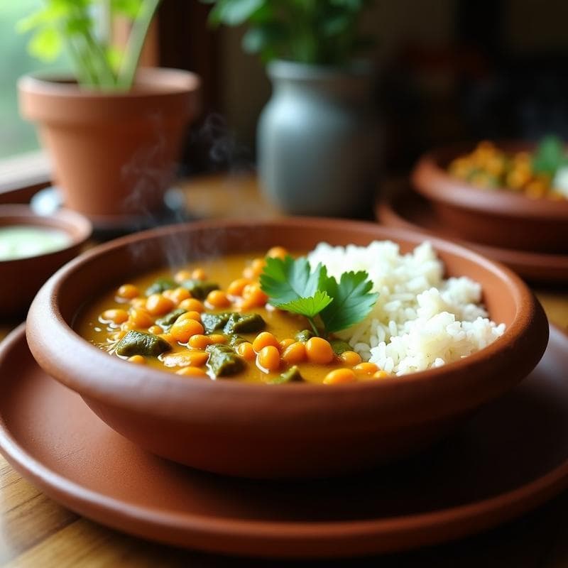 Curry de Lentejas Rojas y Hojas de Mostaza: Receta Bengalí en Olla Lenta con Toque Picante