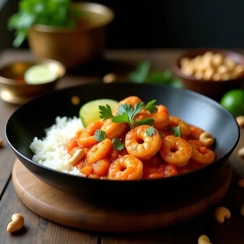 Curry Malasio de Gambas y Anacardos: Receta Rápida en Wok y Alta en Proteína