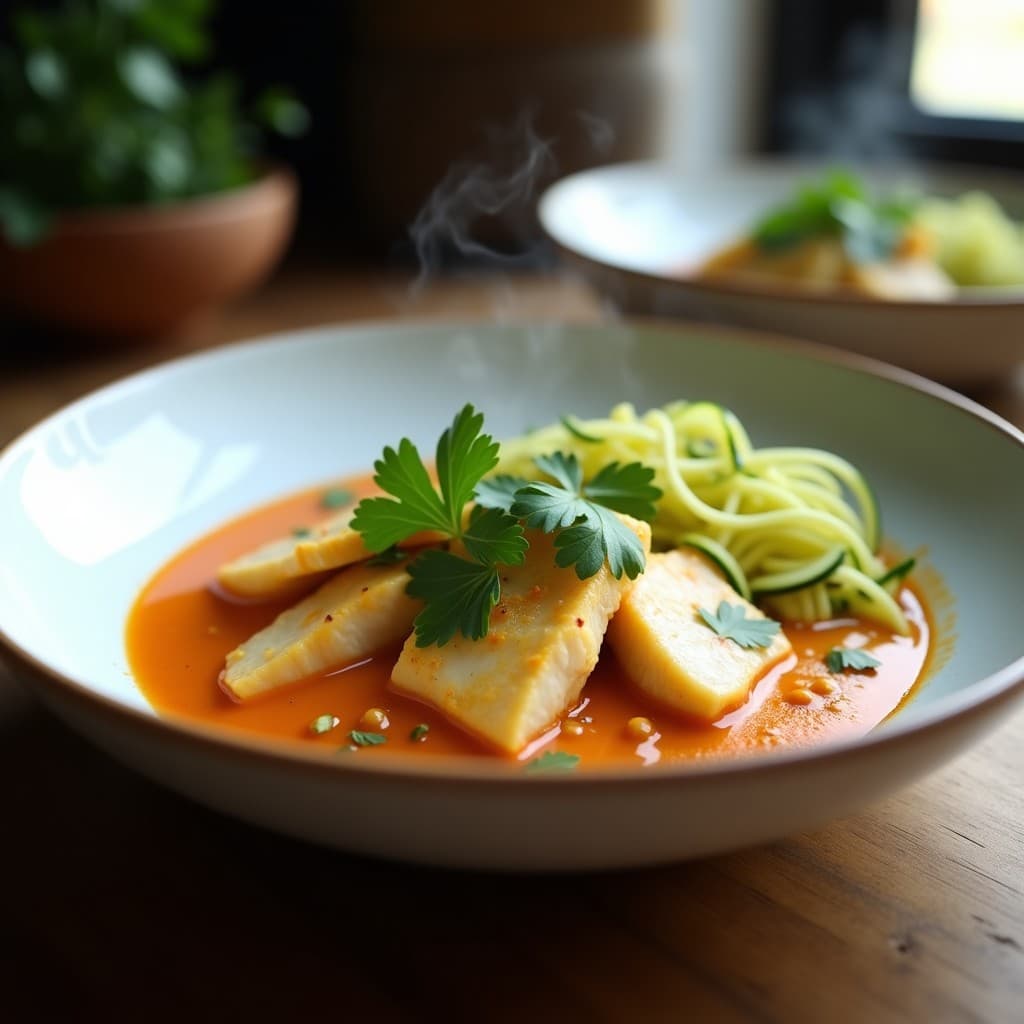 Curry de Pescado Blanco y Hojas de Limón Kaffir: Receta Tailandesa en Thermomix y Keto