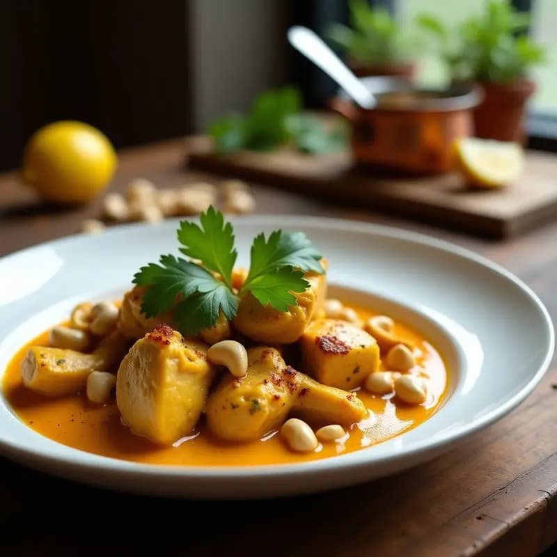 Curry de Pollo y Anacardos: Receta India Cremosa y Alta en Proteína en Thermomix