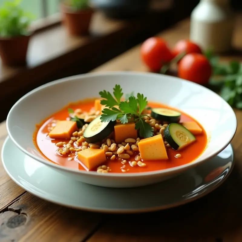 Curry Roja Tailandesa con Calabacín y Tofu Sedoso: Receta Vegana en 20 Minutos
