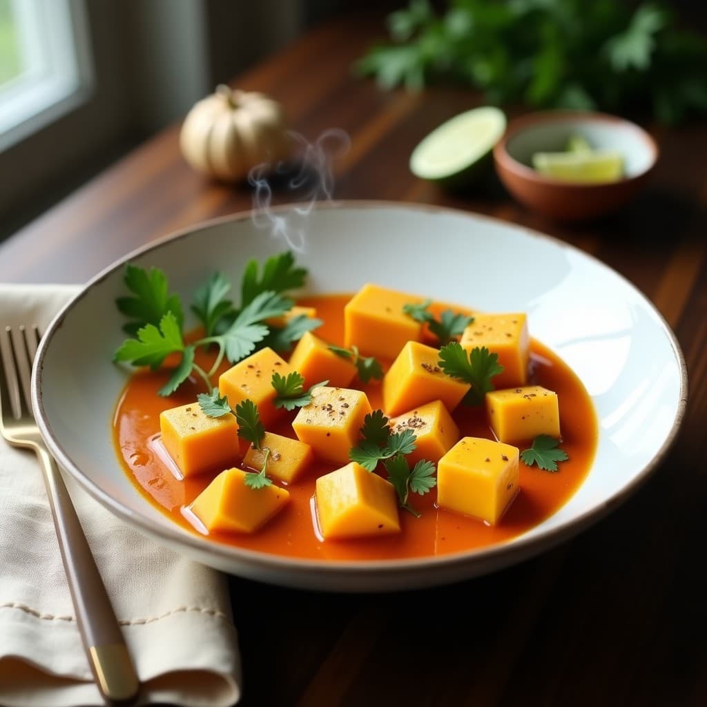 Curry Roja Tailandesa de Calabaza Kabocha y Tofo: Receta Vegana en Thermomix