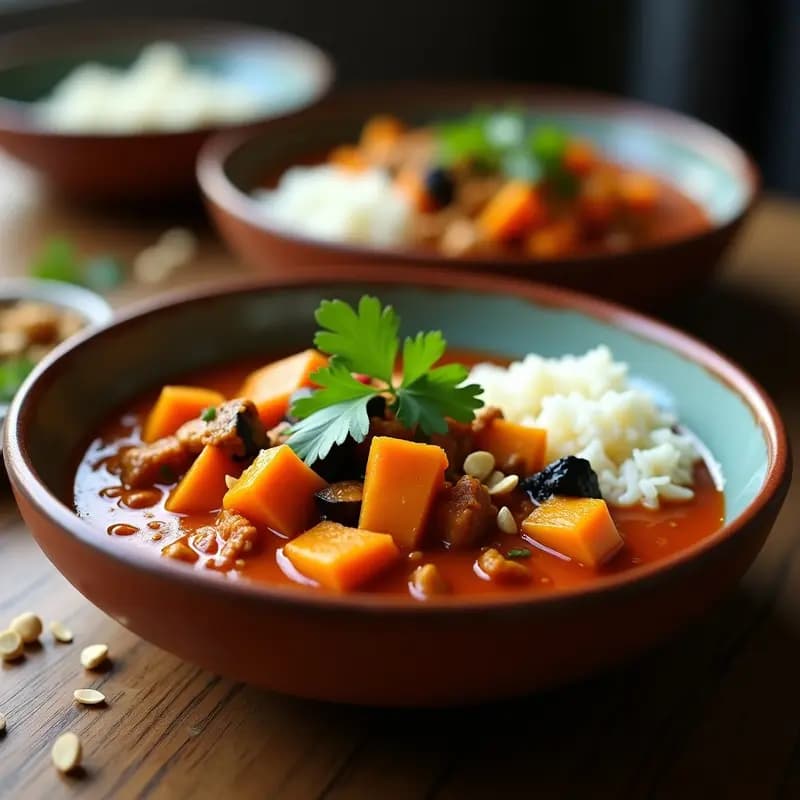 Curry Rojo de Calabaza Kabocha y Berenjenas: Receta Tailandesa Vegana en Airfryer