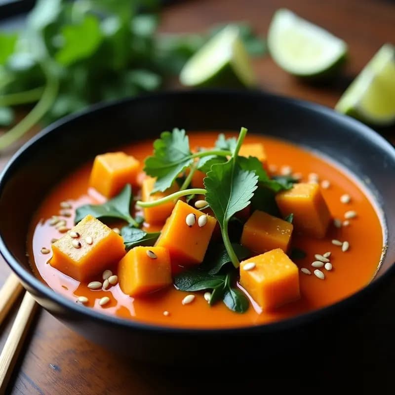 Curry Rojo de Calabaza y Tofo: Receta Tailandesa Vegana y Alta en Hierro