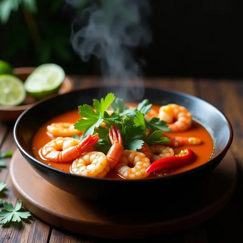 Curry Rojo Tailandés con Camarones y Bambú: Receta Picante en Olla Rápida