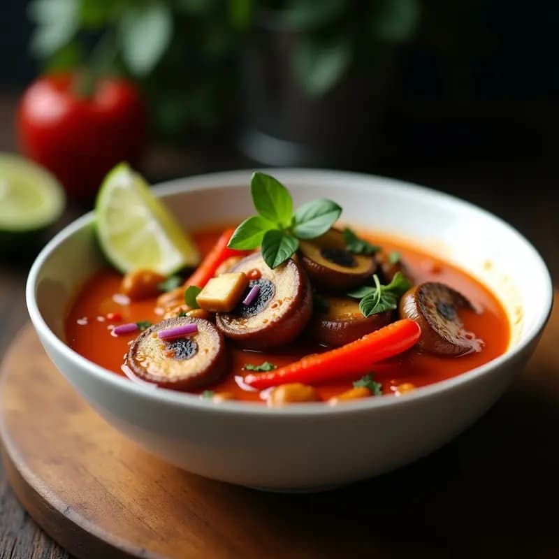 Curry Rojo Tailandés con Champiñones: Receta en Airfryer Rápida y Ligeramente Picante