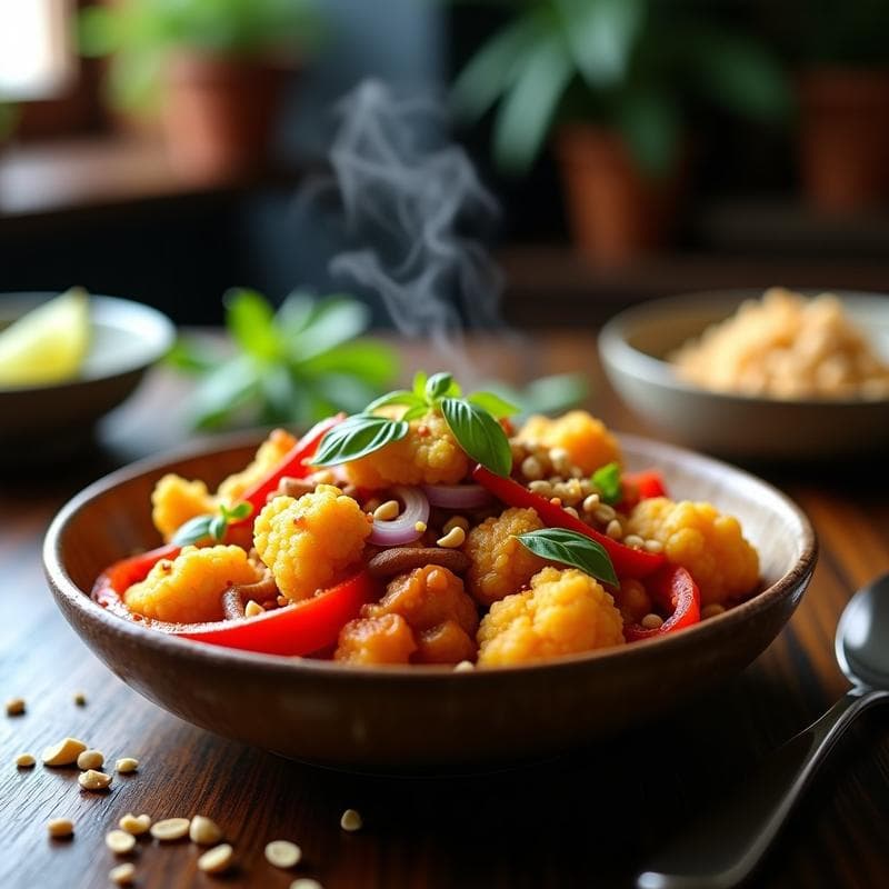 Curry Rojo Tailandés con Coliflor: Receta en Airfryer Crujiente y Alta en Proteína