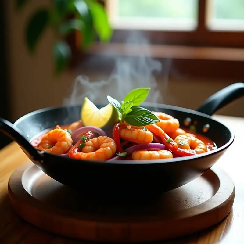 Curry Rojo Tailandés con Gambas: Receta Express en 20 Minutos y Alta en Proteínas