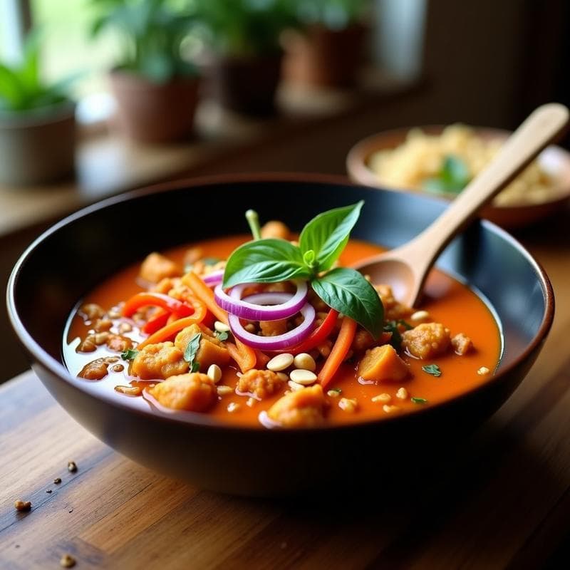 Curry Rojo Tailandés con Jackfruit: Receta Vegana en Airfryer con umami intenso