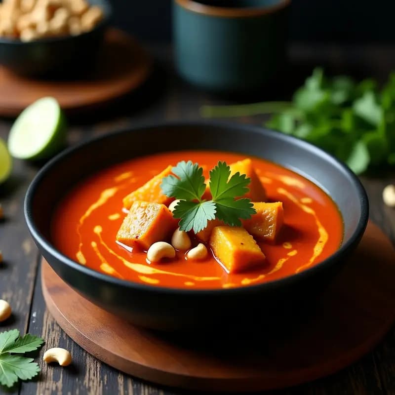 Curry Rojo Tailandés con seitán y Anacardos: Receta en Olla Rápida Sin Gluten