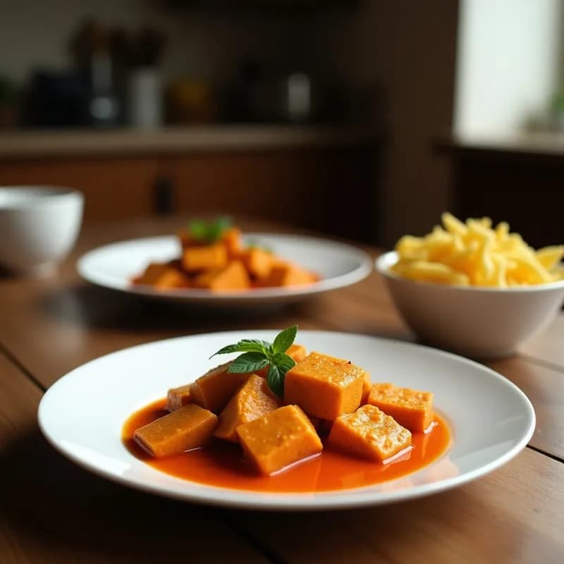 Curry Rojo Tailandés con Tofu Ahumado: Receta en Airfryer y Sin Lácteos en 25 Minutos