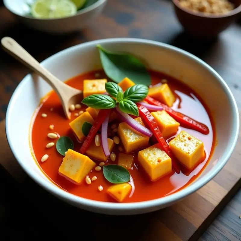 Curry Rojo Tailandés con Tofu al estilo Panang: Receta Ultracremosa en 25 Minutos