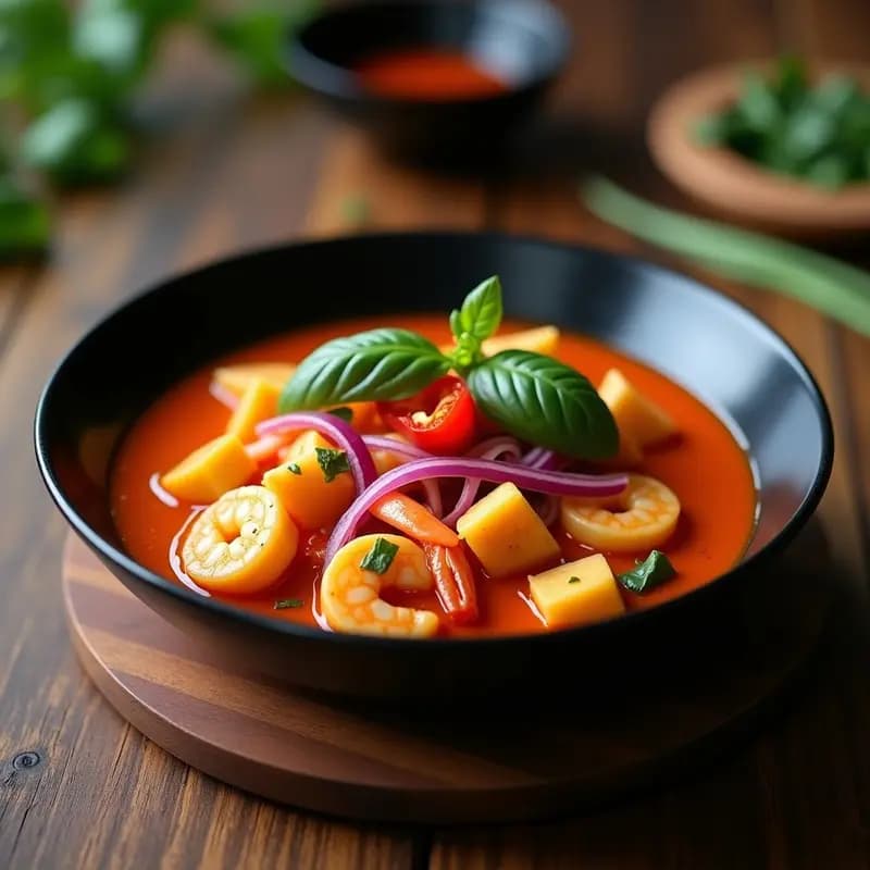 Curry Rojo Tailandés con Yuca y Camarón: Receta Auténtica y Fácil en 30 Minutos