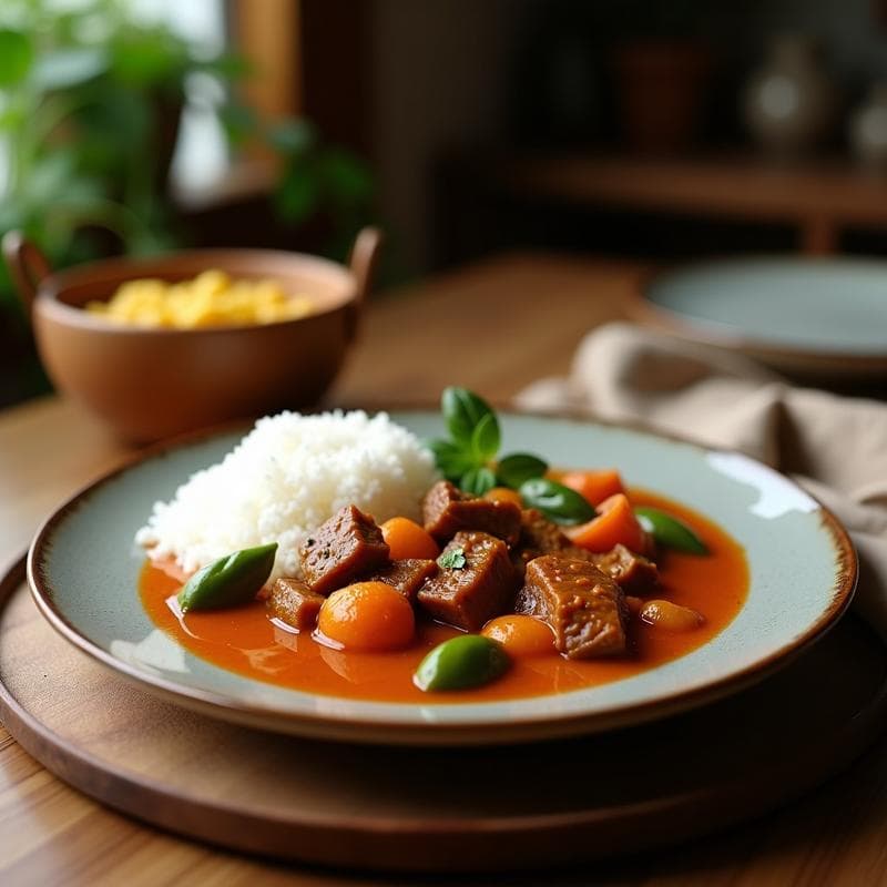 Curry Rojo de Ternera y Coco: Receta Tailandesa en Olla Express en 25 Minutos