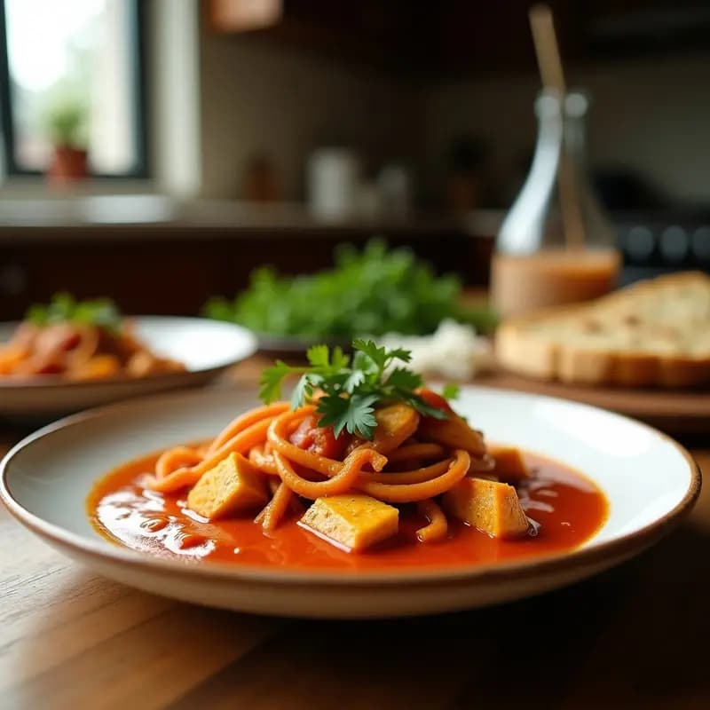 Curry Rojo Tailandés con Tofu y Espárragos Trigueros: Receta Vegana en Wok
