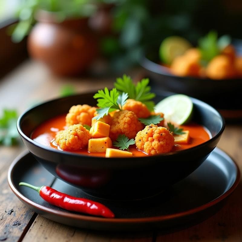 Curry Rojo Vegano de Coliflor: Receta en Airfryer con Toque Tailandés en 20 Minutos
