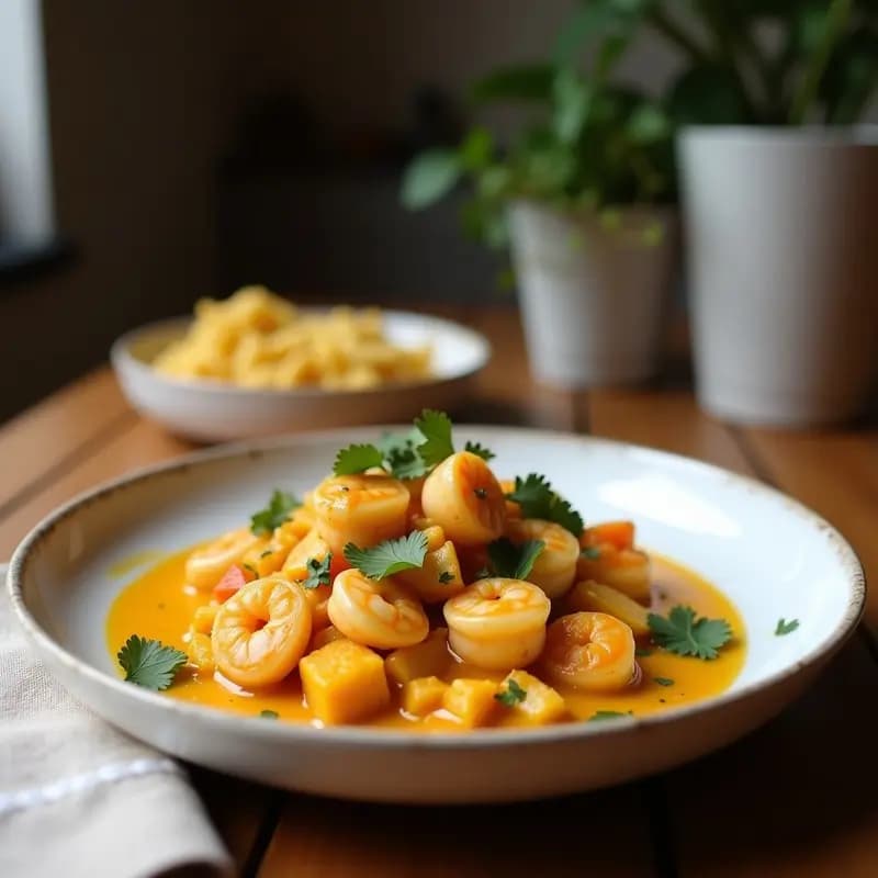 Curry tailandés de Camarones y Piña: Receta Exótica y Rápida en Sartén