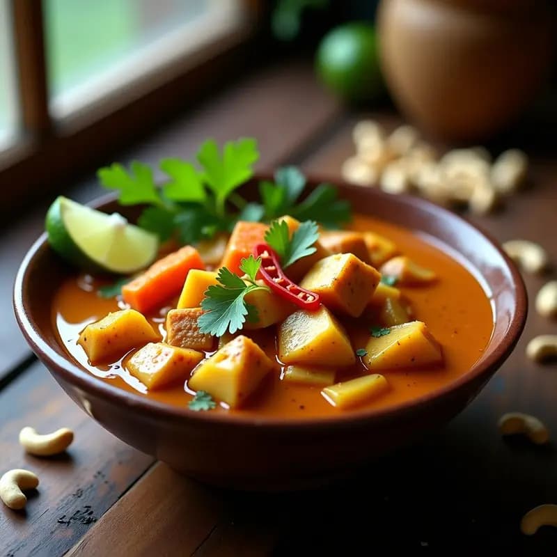 Curry tailandés de anacardos y pollo al estilo Massaman: Receta cremosa y especiada en olla lenta