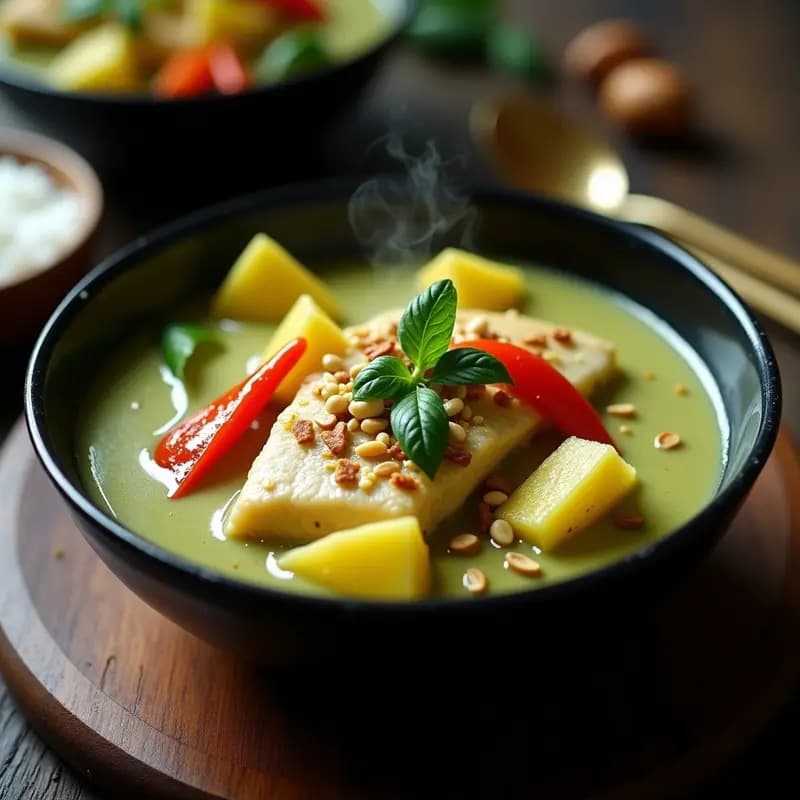Curry Tailandés de Pescado Blanco y Piña: Receta en Olla Express con Toque Ácido-Dulce