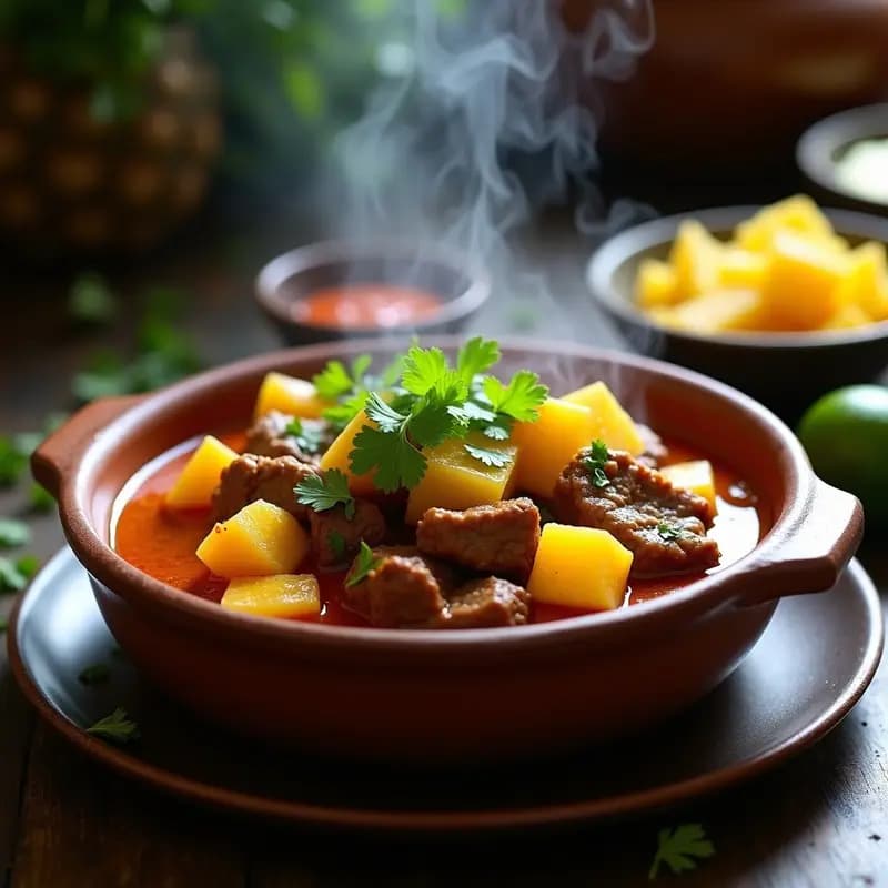 Curry malasio de ternera y piña: Fusión tropical y picante en 30 minutos