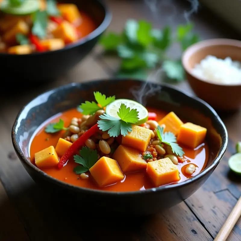 Curry Thai de Calabaza y Tofo Sedoso: Receta Tailandesa en Wok y Sin Gluten