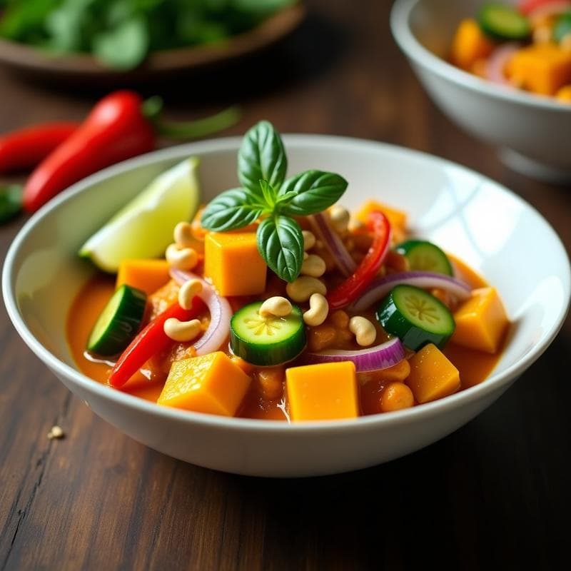 Curry Tailandés de Pepino y Mango en Airfryer: Receta Rápida y Sin Aceite