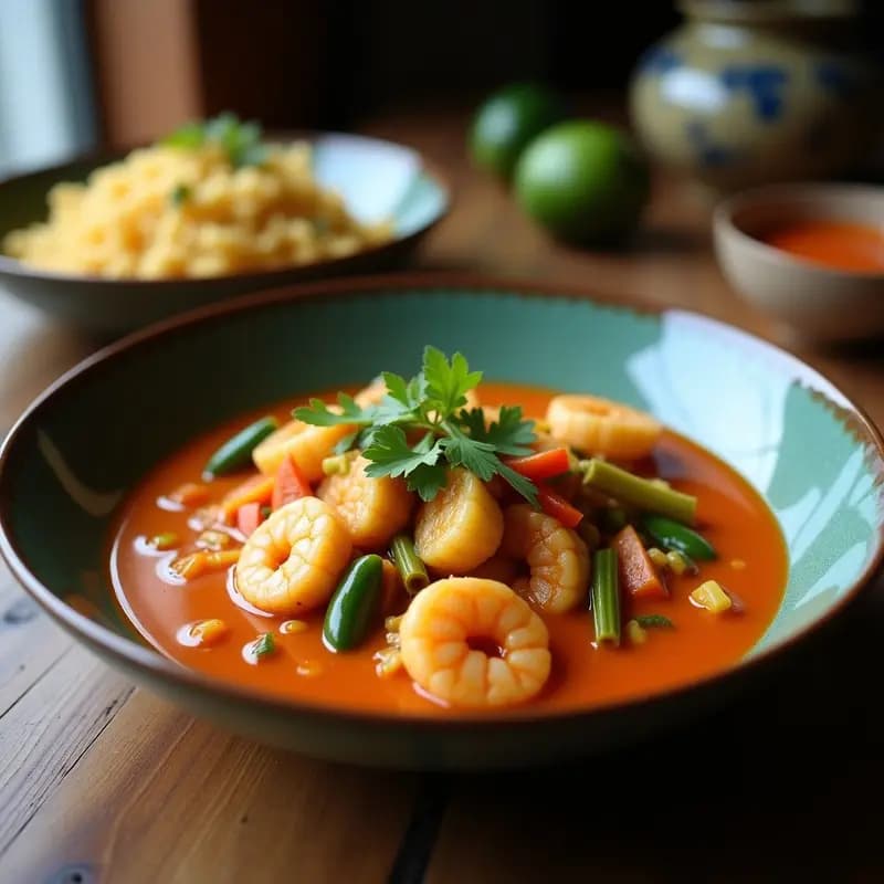 Curry Thai de Vernie y Camarón con Salsa de Coco: Receta Auténtica en 30 Minutos
