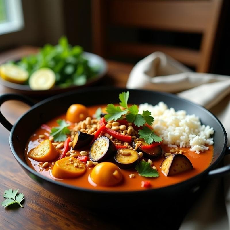 Curry Thai de Berenjenas con Salsa de Cacahuete: Receta Vegana y Ultracremosa en 30 Minutos