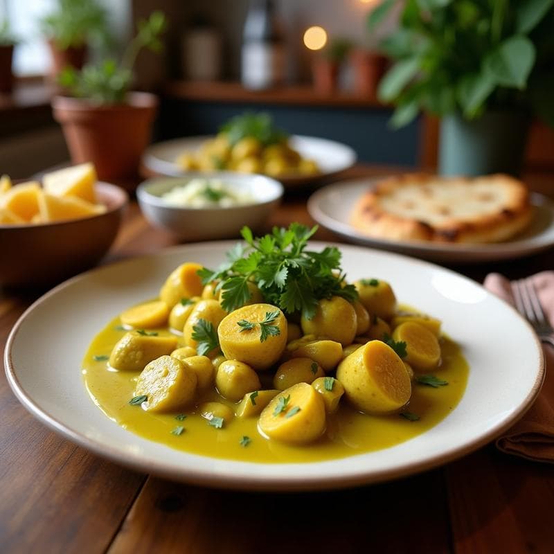 Curry Verde con Berenjena y Anacardos: Receta Tailandesa Vegana en Olla Express