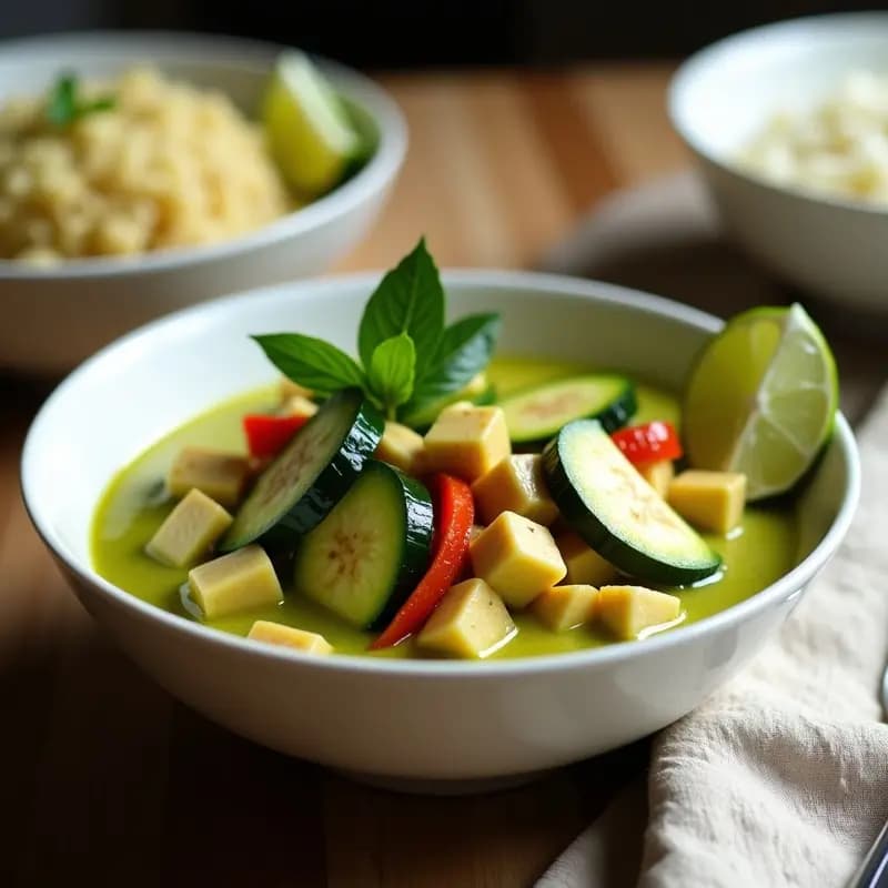 Curry Verde de Calabacín y Tempeh: Receta Tailandesa Keto en Thermomix