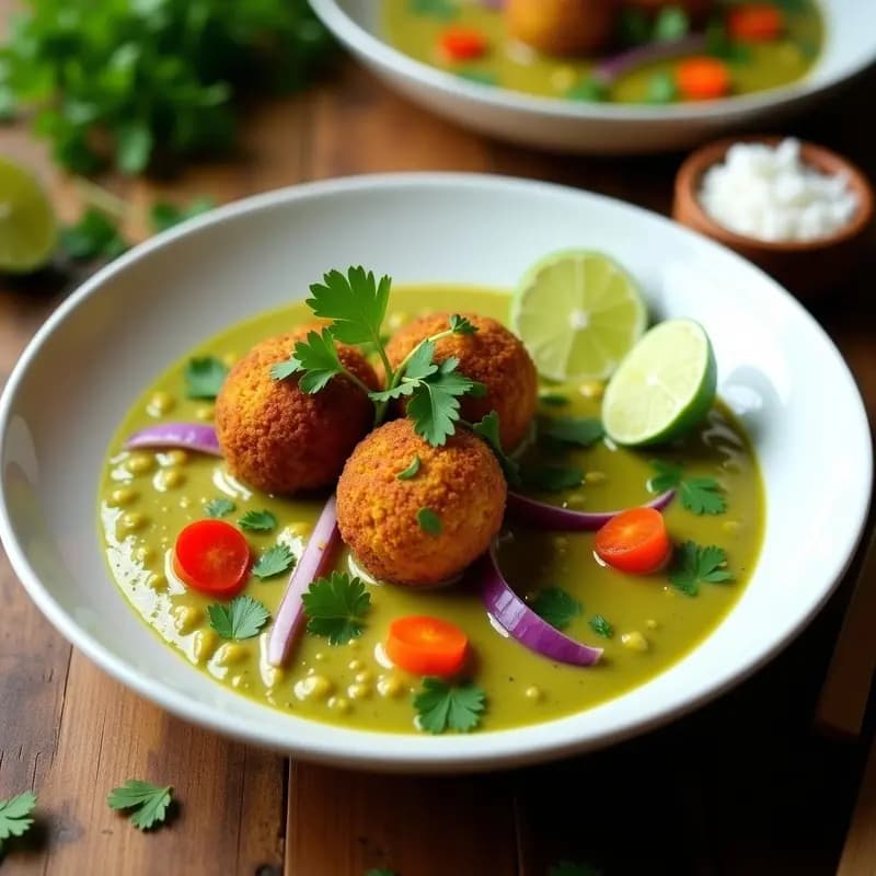 Curry Verde con Falafel Crujiente en Airfryer: Receta Tailandesa Vegana