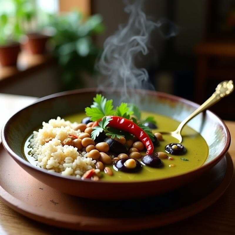 Curry Verde con Garnacha y Berenjenas: Receta Tailandesa Vegana en Olla Lenta
