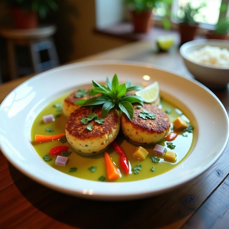 Curry Verde con Hamburguesa de Jackfruit: Receta Tailandesa Vegana en Thermomix