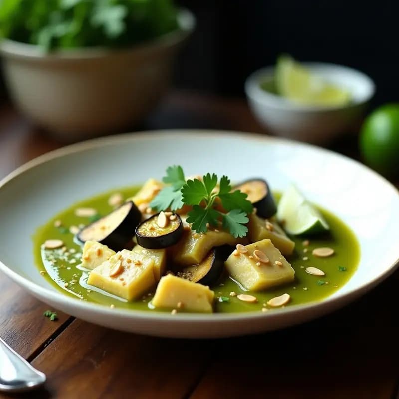Curry Verde Tailandés con Pez Espada y Auberginas: Receta Picante y Cremosa