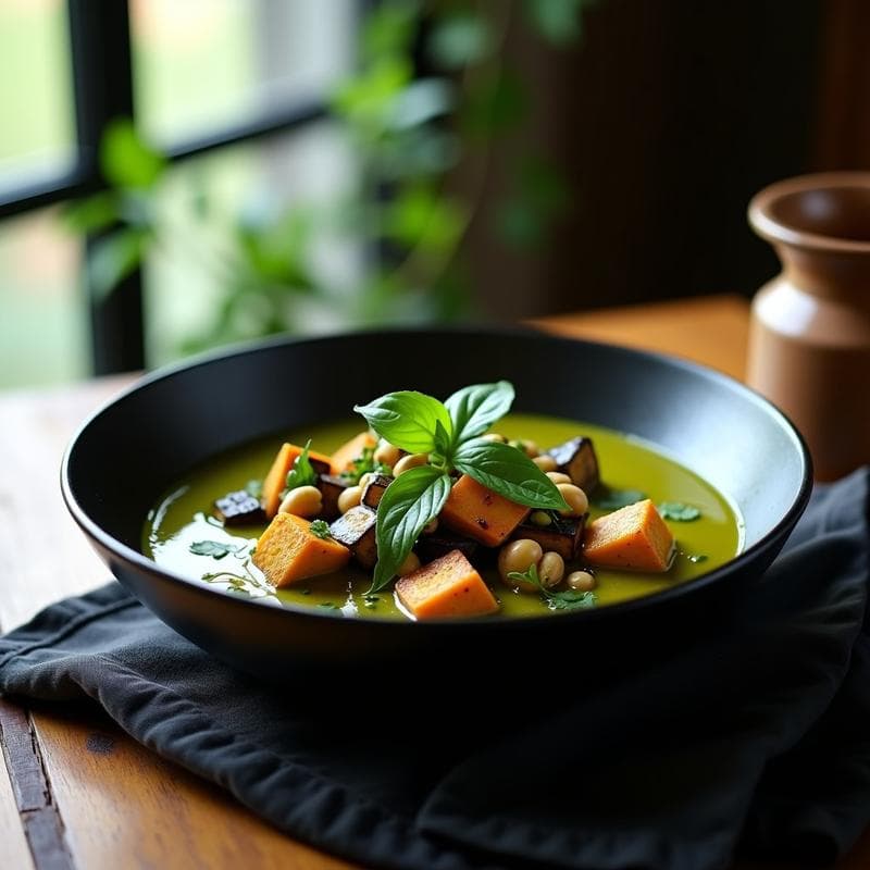 Curry Verde Tailandés con Berenjena Ahumada: Receta en Olla Lenta y Sin Lácteos