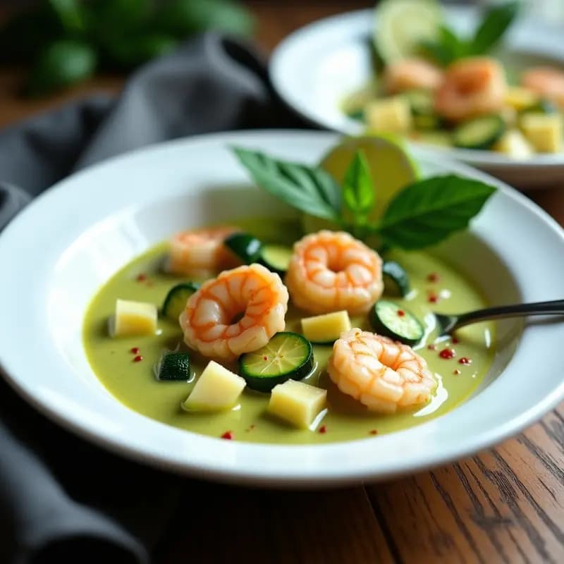 Curry Verde Tailandés con Calabacín y Gambas: Receta en Thermomix Baja en Calorías