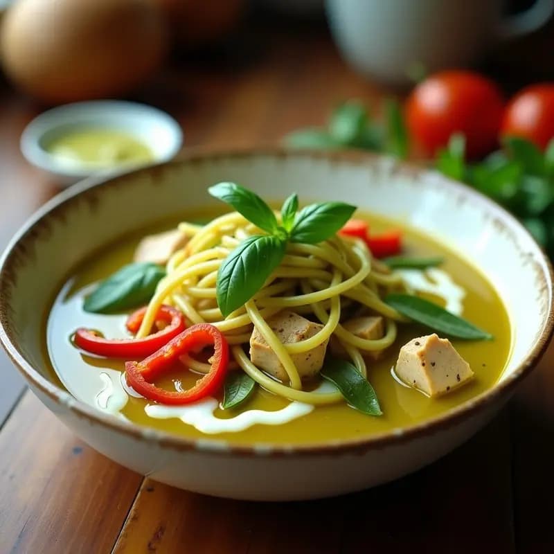 Curry Verde Tailandés con Espaguetis de Calabacín: Receta Keto en Olla Express