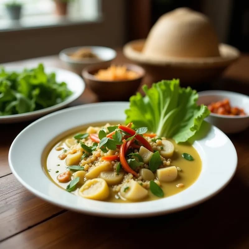 Curry Verde Tailandés con Lechuga y Coco: Receta Vegana en 20 Minutos y Alta en Proteína