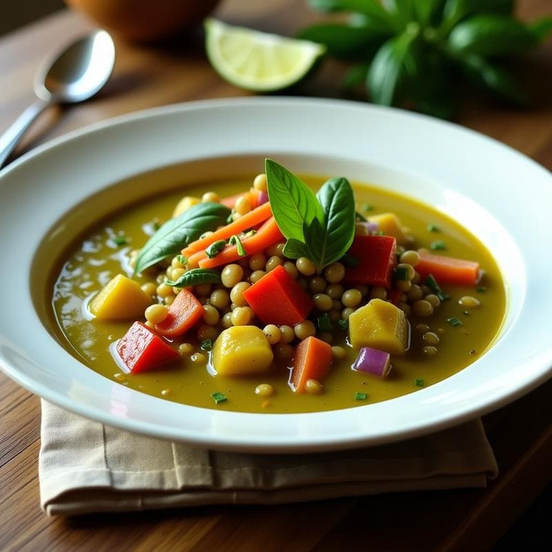 Curry Verde Tailandés con Lentejas Rojas: Receta Vegana y Ultraaromática en 25 Minutos
